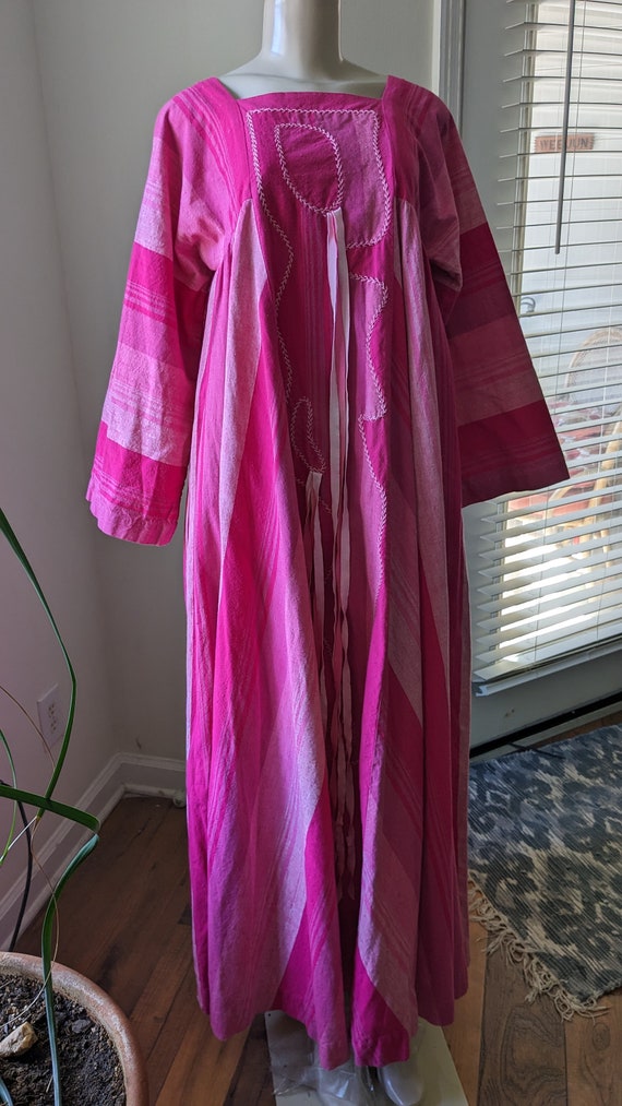 Rare 1960s Haute Couture Hippie Caftan Striped Cot