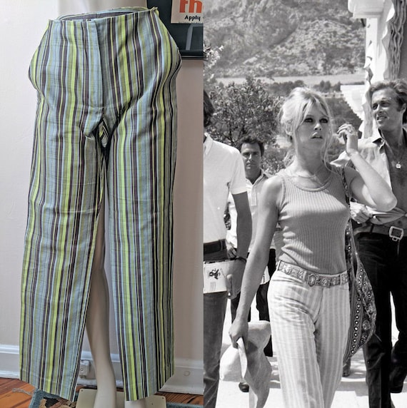Sexy Mod 1960s Givenchy Stripe Pants Size 36 Bridg