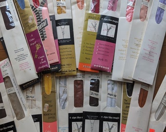 ONE (1) Metal Deadstock 1950s - 1970s Nylon Metal Zippers Multiple Colors Sizes 7&quot; - 22&quot; Talon J+P Coats Coats + Clark for Sewing Projects