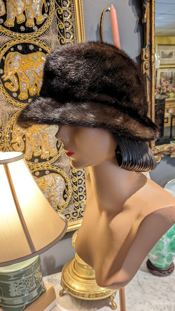 1950s Glamour Mink Bucket Hat Evans of Chicago Da… - image 2