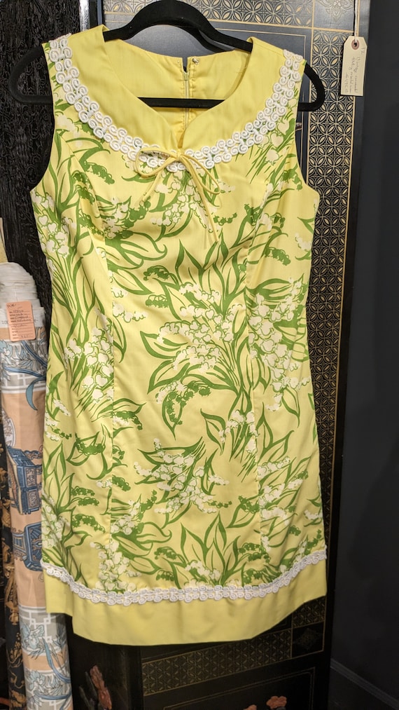 1960s Summer Cotton Sleeveless Dress Screen Print 