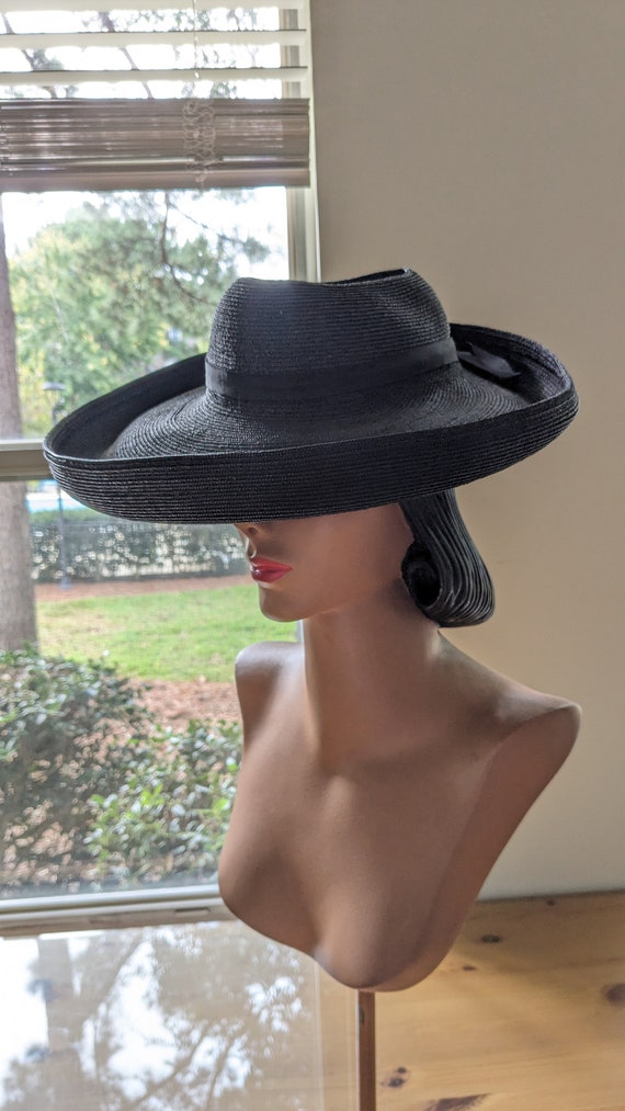 1940s Hollywood Gothic Glamour Upturned Wide Brim 