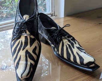 OAK Rock N' Roll Glam Zebra Print Sharkskin Eel Skin Oxford Shoes