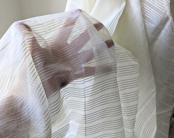 Vintage 1950s White Wedding Organza Fabric Silver Metallic Threads 7 Yards x 48&quot; W Blouse Sheer Dress Sewing Project