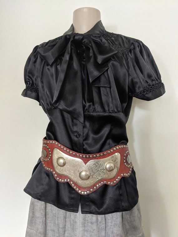 Vintage 1970s Studded Leather Bohemian Ethnic Stea