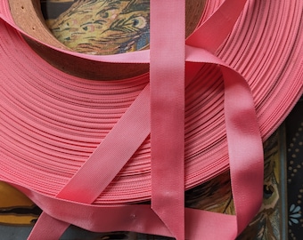 Vintage 1920s Pink Double Sided Grosgrain Petersham Ribbon Trim 5/8&quot; Wide Crafting