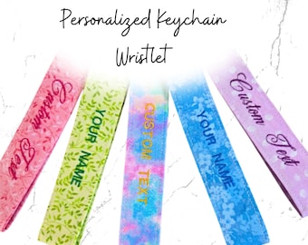 Personalized Embroidered Keychain Wristlet: Custom Fabric Key Fob, Monogrammed Strap
