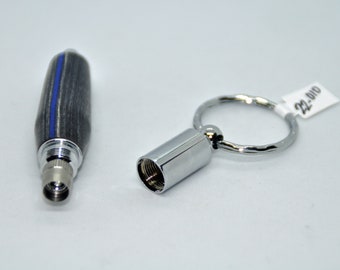 Handmade Thin Blue Line Wood and Chrome Cigar Cutter Keychain 22-033