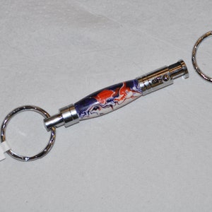 Handmade Orange Purple and White Swirl Acrylic Detachable Two Piece Valet Key Chain 22-231