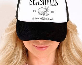 Seashells Bachelorette Trucker Hat: Coastal Cowgirl Bride Party