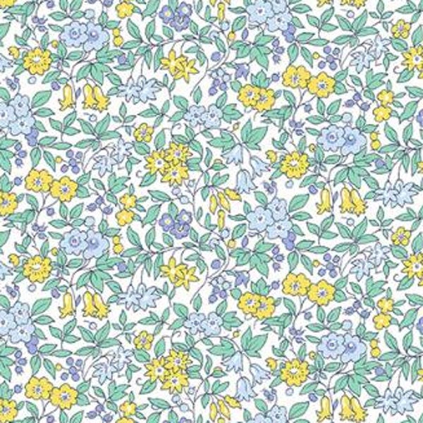 Liberty London BEDDING changing pad cover: Floral Fitted Cotton - White, Yellow, Blue