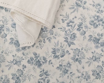 Couvre-matelas 100 % coton bleu marine, draps pour lit de bébé personnalisés crème bleu français, floral, literie douce, esthétique Cottagecore