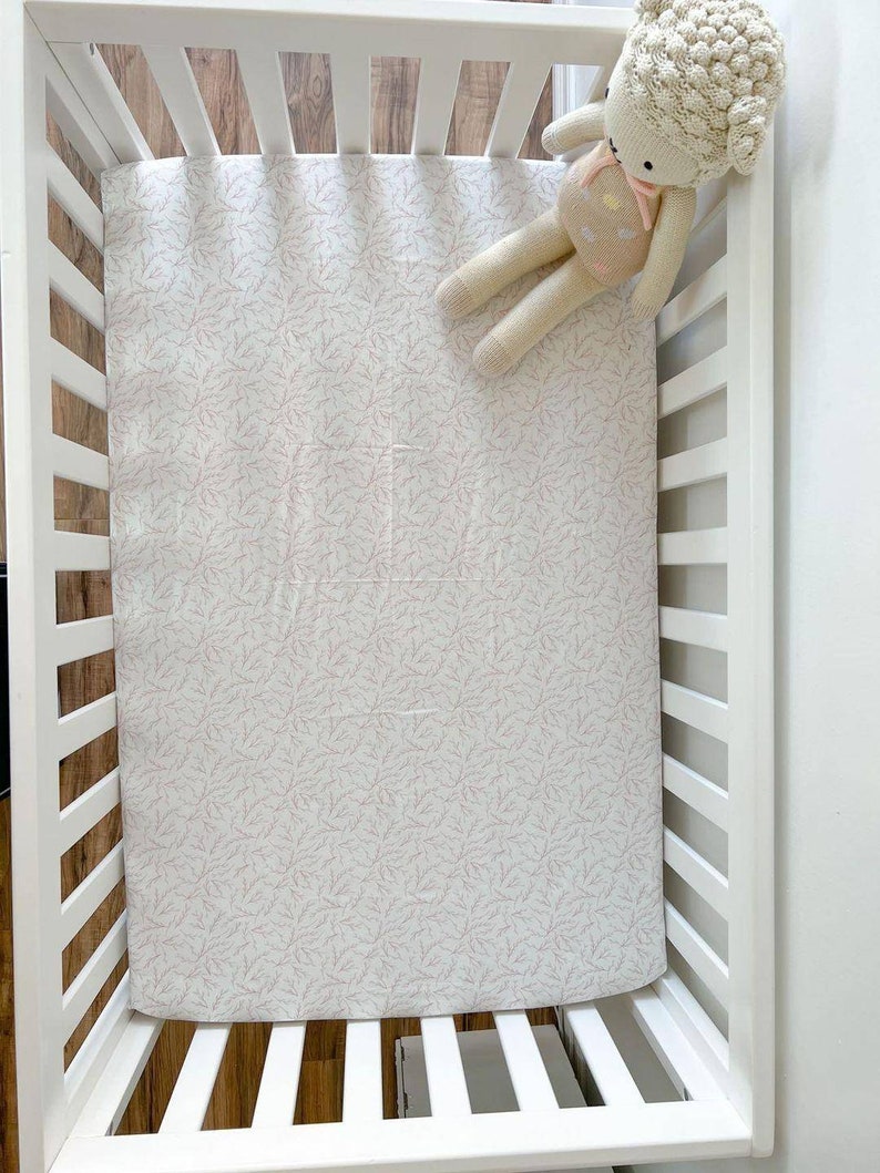 Bedding Rose Quartz on White Baby Girls Bedding Fitted Crib Etsy
