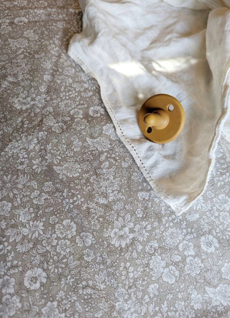 READY SHIP Liberty of London flax Oatmeal Fitted Crib Sheets Crib Bedding Cot Sheets taupe neutral mattress cover