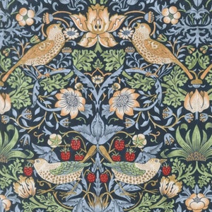 William Morris Strawberry Thief Crib Sheet: Navy Blue Toile Bedding