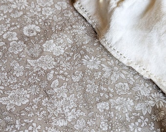 Liberty London Floral Fitted Crib Sheet: Oatmeal Neutral Baby Bedding