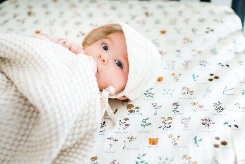 BOHO Crib Sheet Fitted Crib Sheet / Floral Nursery Bedding / Etsy