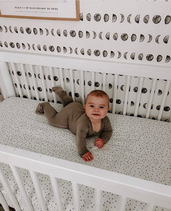 Black White Crib Sheets Monochrome Baby Bedding Change Pad Etsy