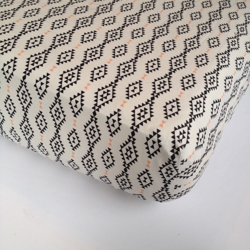 READY to SHIP Mini Crib Sheet Kilim Baby Bedding Aztec Crib Sheets Black Neutral Nursery Neutral Mini Crib Bedding Bedding Southwestern