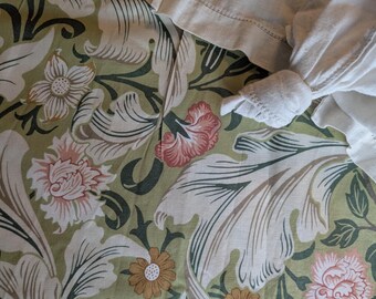 Crib Sheet: William Morris green pink damask Baby Bedding