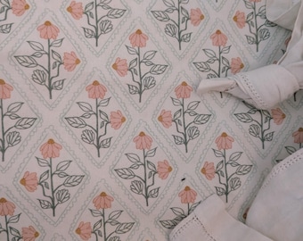spring cottage blush green Baby Bedding girls Crib Sheet light pink Babiease trellis