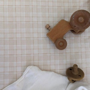 soft beige Plaid Crib Bedding Boho Fitted Crib Sheet Changing Pad Cover tan brown Buffalo western Nursery Bedding Bloom Mini Crib