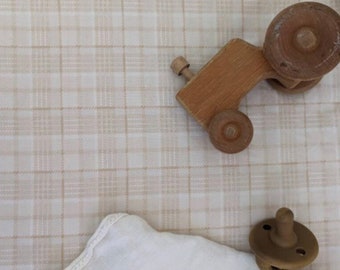 Beige Plaid MINI Crib Sheet: Check preppy Nursery Bedding