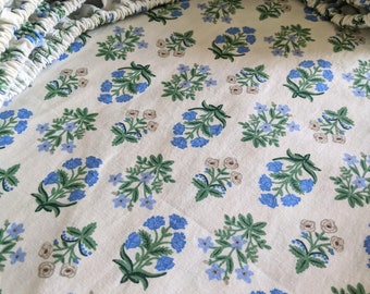 Rifle Paper Co. Crib Sheet: Floral Cotton Baby Bedding, Green Blue Cream