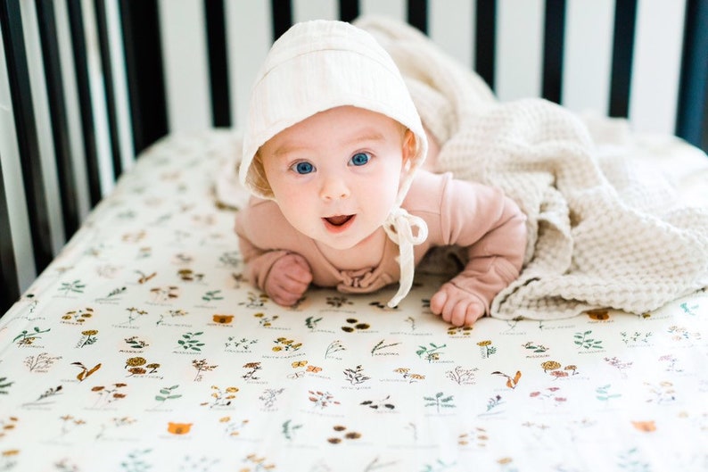 BOHO Crib Sheet Fitted Crib Sheet / Floral Nursery Bedding / Etsy