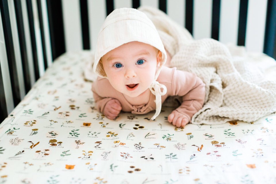 BOHO Crib Sheet Fitted Crib Sheet / Floral Nursery Bedding / Etsy