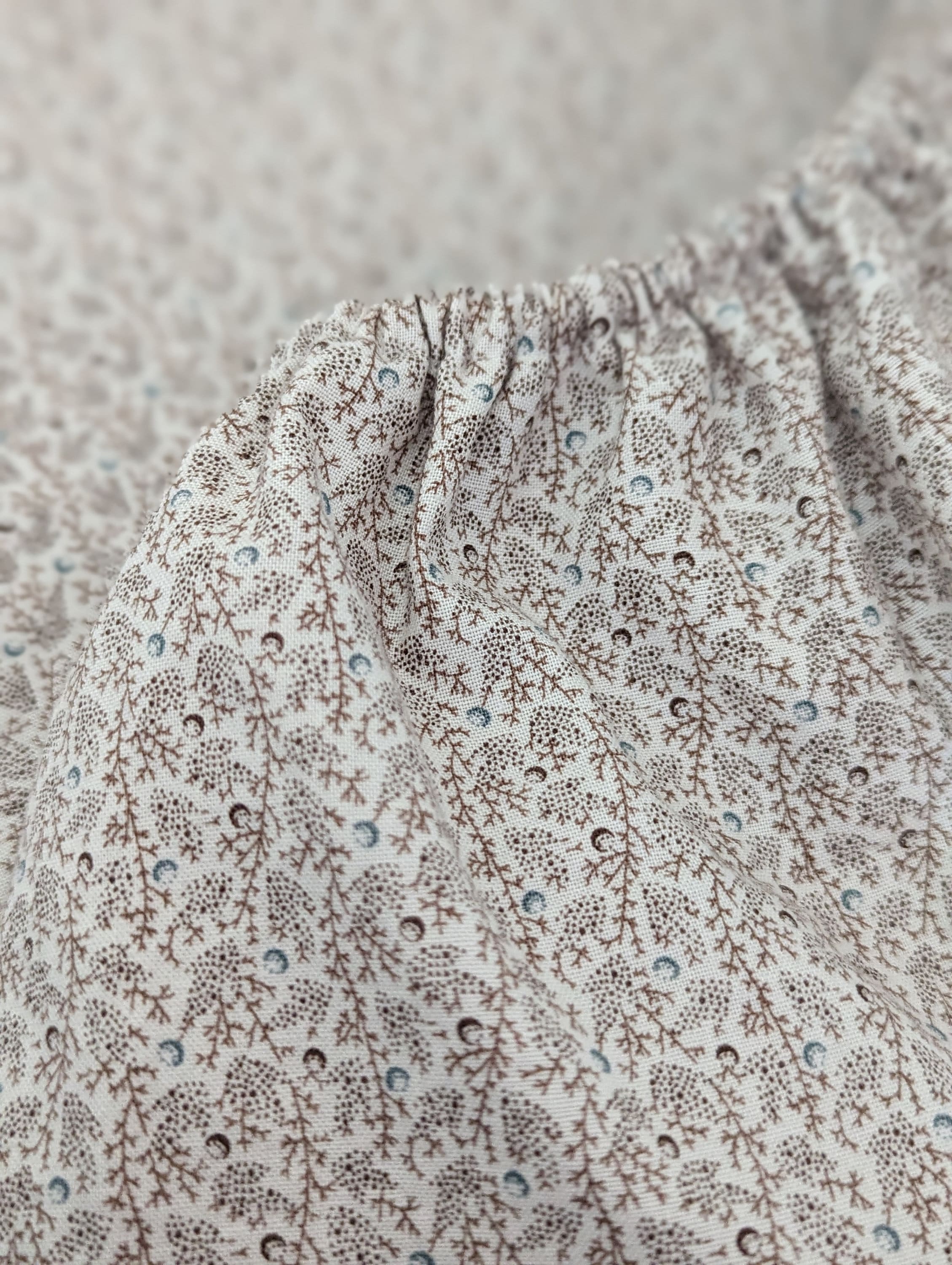 Botanical Mini Crib Fitted Sheet: Cream, Tan & Brown Cotton Bedding