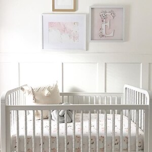 Girls Crib Sheet BLUSH BOHEMIAN Bedding bright white Mini Sheets /Girl Baby Bedding bassinet Sheets Babiease Crib blossom Changing Cover image 3