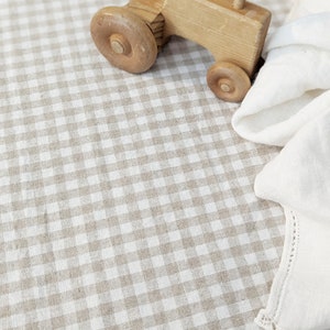 LINEN crib Bedding Beige GINGHAM Neutral Bedding plaid check Crib Sheets Changing Pad Covers Nestig Mini Sheets Natural tone Cot custom