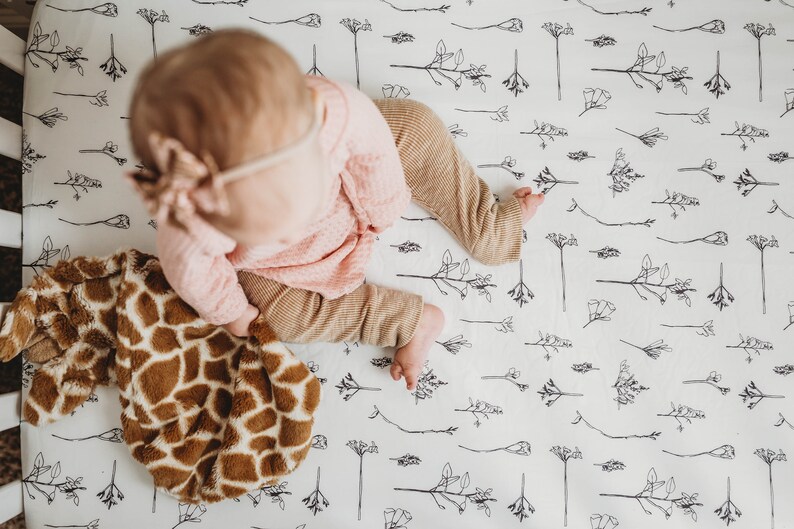 MINIMALIST Black White Baby Bedding Botanical modern Nursery Etsy