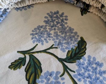 Rifle Paper Co. Hydrangea Baby Crib Sheet: Blue Floral Mini Crib Cover