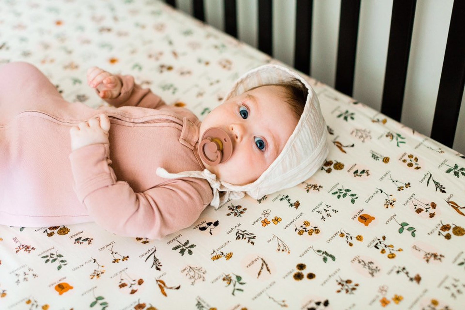 BOHO Crib Sheet Fitted Crib Sheet / Floral Nursery Bedding / Etsy