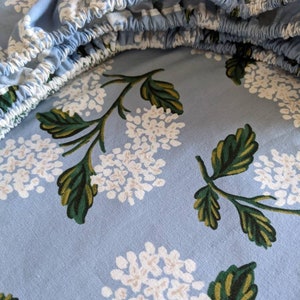 Rifle Paper Co. Hydrangea Baby Crib Sheet: Blue Floral Fitted Sheet