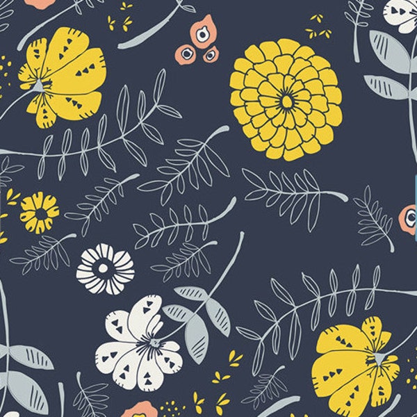 Changing Pad Sheet - Floral Nursery /READY to SHIP / Navy Yellow Coral /Changing Pad Covers/ CHANGING Table Pad