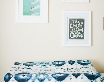 READY to SHIP mini sheet or Changing Table Cover Baby Bedding  Changing Pad Cover / Navy Baby Bedding / Blue Ikat Nursery