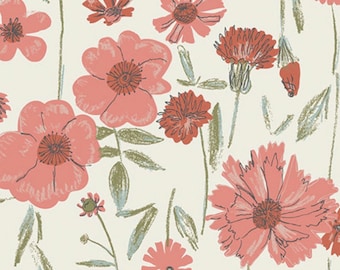 May include: A seamless pattern featuring pink and red flowers with green and blue leaves on a white background.