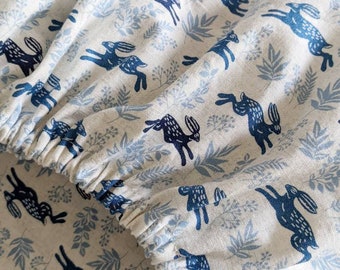 vintage bunny Baby Bedding READY SHIP blue Toile Crib Sheet Light Blue Nursery hare Bedding Crib Sheets Bedding RABBIT