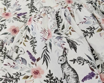 Toile Bunny Crib Sheet: Rose Pink Floral Baby Bedding