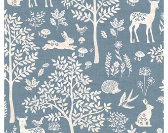 Mini drap pour lit de bébé Woodland : Literie ajustée en coton bleu neutre