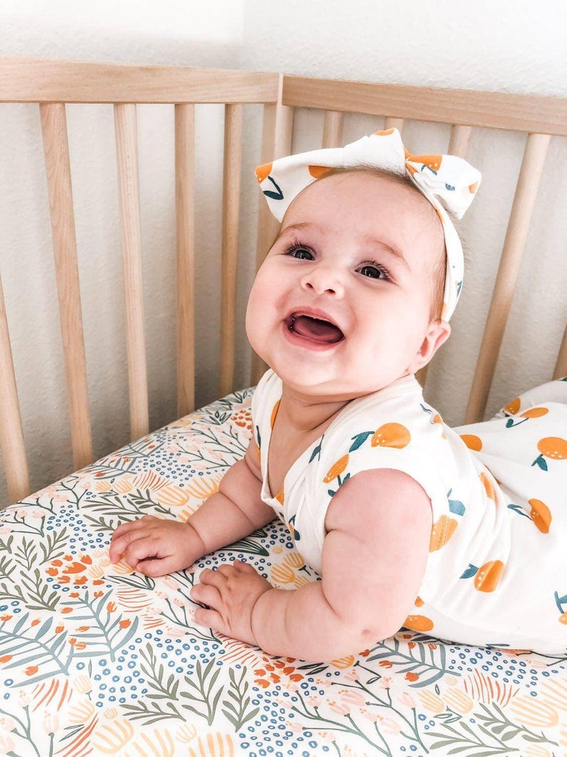 Girls Crib Bedding Boho Changing Pad Covers / Botanical Floral Etsy