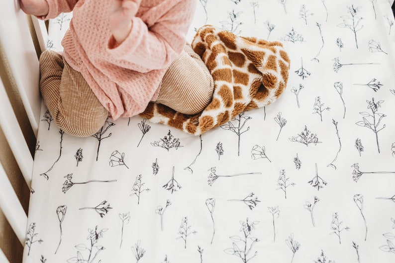 MINIMALIST Black White Baby Bedding Botanical modern Nursery Etsy