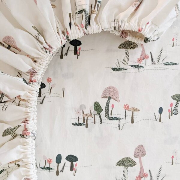 Crib Sheet Organic Mushrooms Etsy