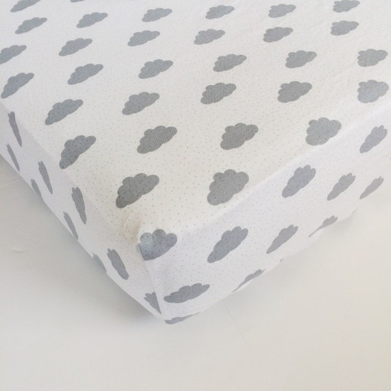 Cloud Crib Bedding Grey White Crib Sheet Cloud Nursery Etsy