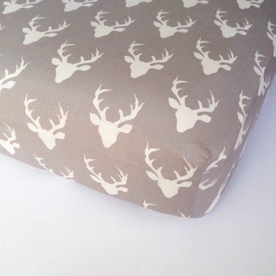 Woodland Crib Bedding Grey White Deer Crib Sheet Woodland Etsy