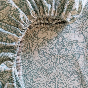 toile teal green Crib Sheet Morris co. Changing Pad Covers Vintage rabbit Baby Bedding Woodland /Bunny Baby Bedding Set  /Fitted Mini Sheet