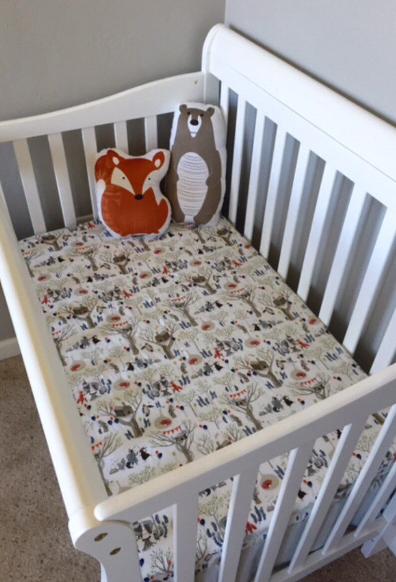 MINI Crib Sheet Woodland Baby Bedding Fox Crib Sheet /Fitted | Etsy